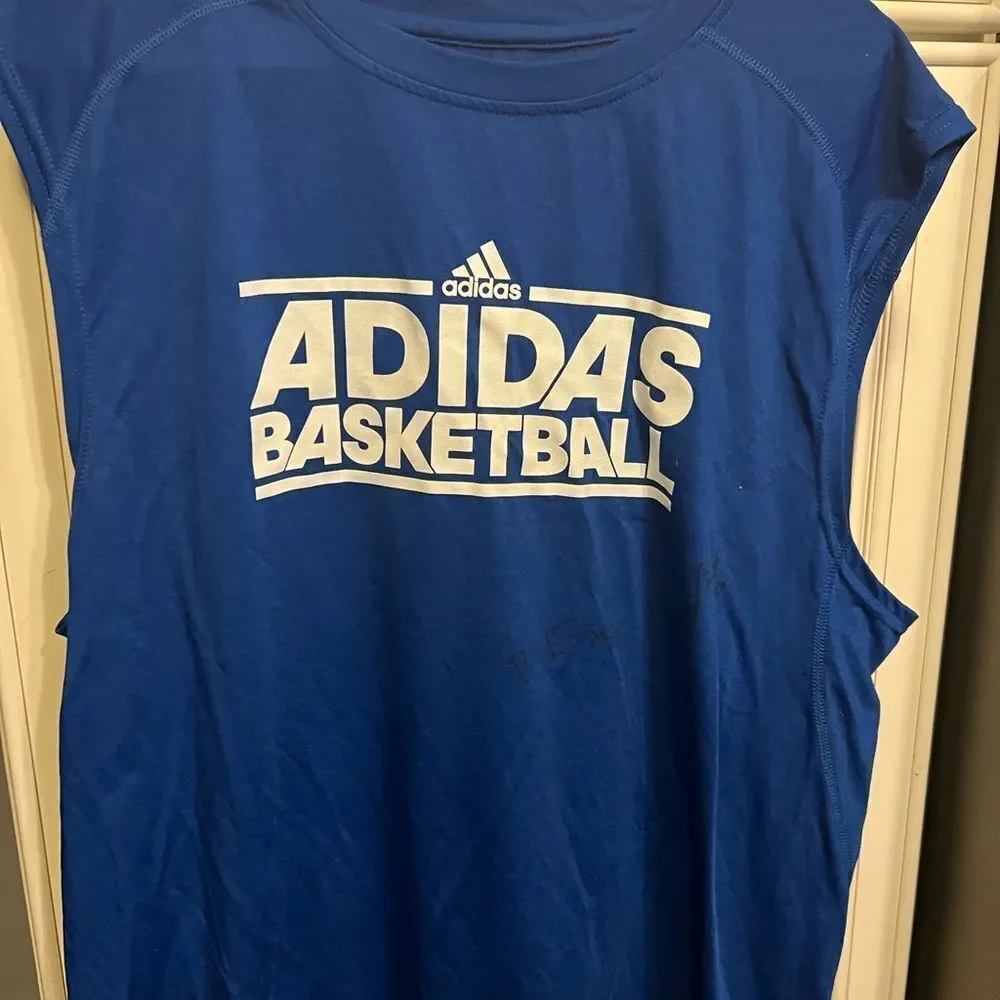 2 Autographs ADIDAS NBA BASKETBALL MEN'S T SHIRT CLIMALITE L